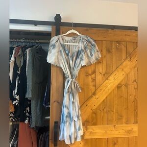 H&M Blue and Cream Midi Dress